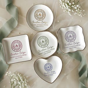 Custom College Logo Graduation Ring Dish, Personalized University Logo Grad Gifts for Her, Class of 2026