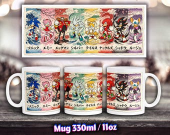 Sonic-mugg 330 ml vit keramikmugg, present till gamers och Sonic-fans, barn 330 ml, japansk anime