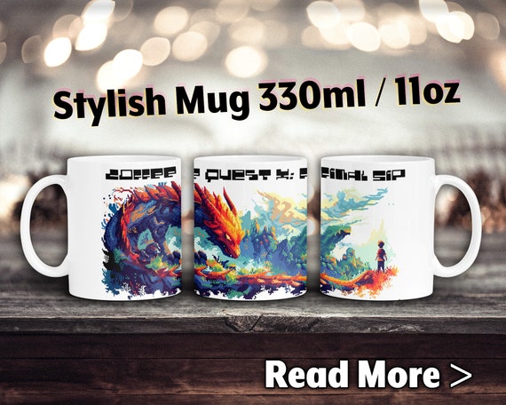 An RPG pixel art mug framed as a 'final boss coffee encounter' — the concept and execution are actually clever and visually striking.