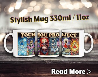 Touhou Becher, Anime Fanart, Retro Becher, Gaming Cup, Marisa, Reimu, Cirno, Sakuya, Remilia, Flandre