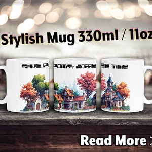 Save Point: Coffee Time Mug – Pixel Art Village, Retro Gaming Cup, Cozy Gamer&#39;s Brew Holder, Aesthetic 8-Bit Design Personalized Mug