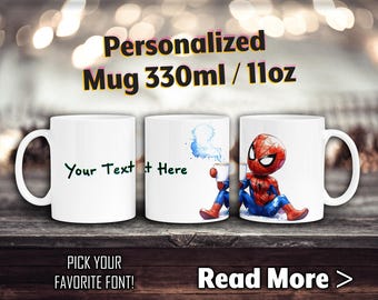tasse de café de super-héros | Mug personnalisé | Tasse de voyage |  Cadeau d'anniversaire