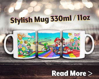 Tazza Mario – Tazza in ceramica colorata da 330 ml, regalo per fan dei videogiochi