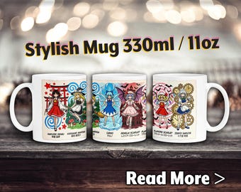Touhou Becher, Anime Fanart, Retro Becher, Japanische Tasse, Marisa, Reimu, Cirno, Sakuya, Remilia, Flandre, Fumo