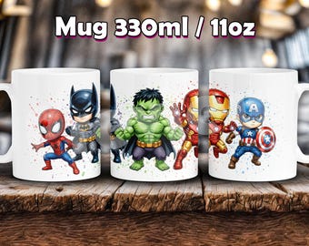 Taza de cerámica de superhéroe de cómic, taza de té de superhéroe para bebé