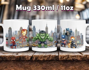 Superhjältebarnmugg, serietidningsmugg, present till pojke