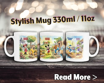 Mickey & Friends Mug - Gentle Watercolor Cup, Minnie and Mickey, Gift for Kids Art