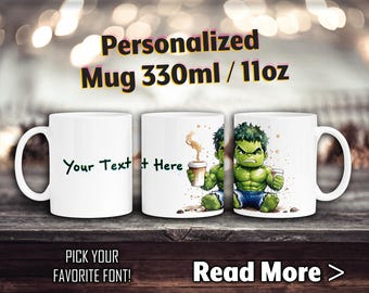Personalised Superhero Mug for Kids, Custom Name, Birthday Gift, Fun Child Mug, Super Hero Novelty Cup Christmas Stocking Filler
