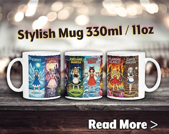 Touhou Becher, Anime Fanart, Retro Becher, Gaming Cup, Marisa, Reimu, Cirno, Sakuya, Remilia, Flandre, Fumo