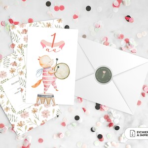 Invitación de cumpleaños temática “OSO” - anverso/reverso - PDF impreso o digital