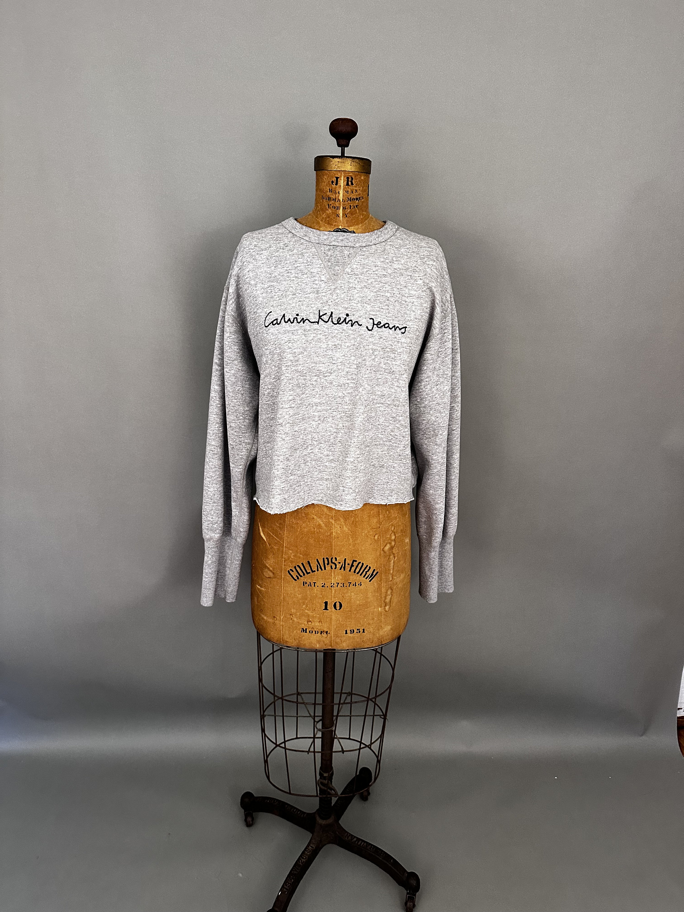 Vintage 90s CK Calvin Klein Cropped Sweatshirt Crew Neck Baggy Fit