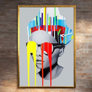 Colorful Vision Painting - Vibrant Pop Art Graffiti Canvas with Modern Urban Flair for Home Decoration