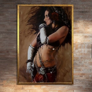 Captivating Belly Dancer Canvas Painting Wall Art - Perfect for Dance Enthusiasts, Home Decor, and Artistic Expression Wall Poster