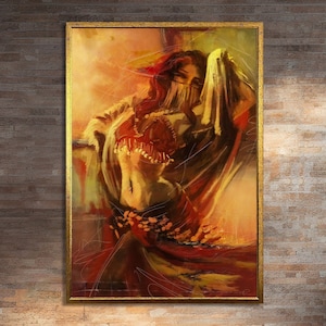 Dynamic Belly Dancer Canvas Print Wall Art - Ideal for Dance Lovers, Poster Wall And Home Decor, Artistic Spaces Dancer Painting