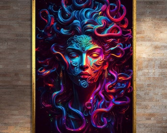 Mesmerizing Medusa Pop Art Painting Portrait in Vivid Colors