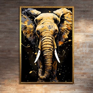 Bold Elephant Canvas Print - Vibrant Abstract Animal Painting Wall Art for Home Decor