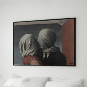 René Magritte&#39;s &quot;The Lovers&quot; Canvas Print - Iconic Surrealist Art for Elegant Home Decor
