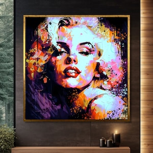 Marilyn Monroe Canvas Print Art - Vibrant Pop Art Portrait Painting, Iconic Wall Decor, Contemporary Poster for Modern Home And Office