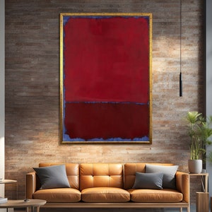 Bold Red and Blue Mark Rothko Style Abstract Canvas Wall Art for Vibrant and Modern Home Decor