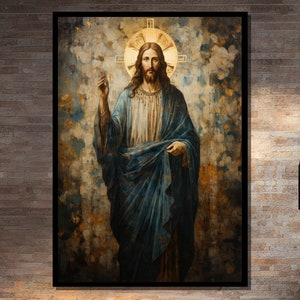 Jesus Christus Leinwanddruck Wandkunst - Heilige religiöse Malerei für Wohnzimmer und Büro - Hochwertige, fertig zum Aufhängen