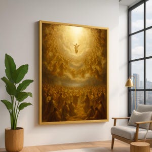 Ascension of Jesus Christ Canvas Wall Art, Religious Spiritual Artwork, Heavenly Glow Christian Canvas, Inspirational Faith Wall Decor