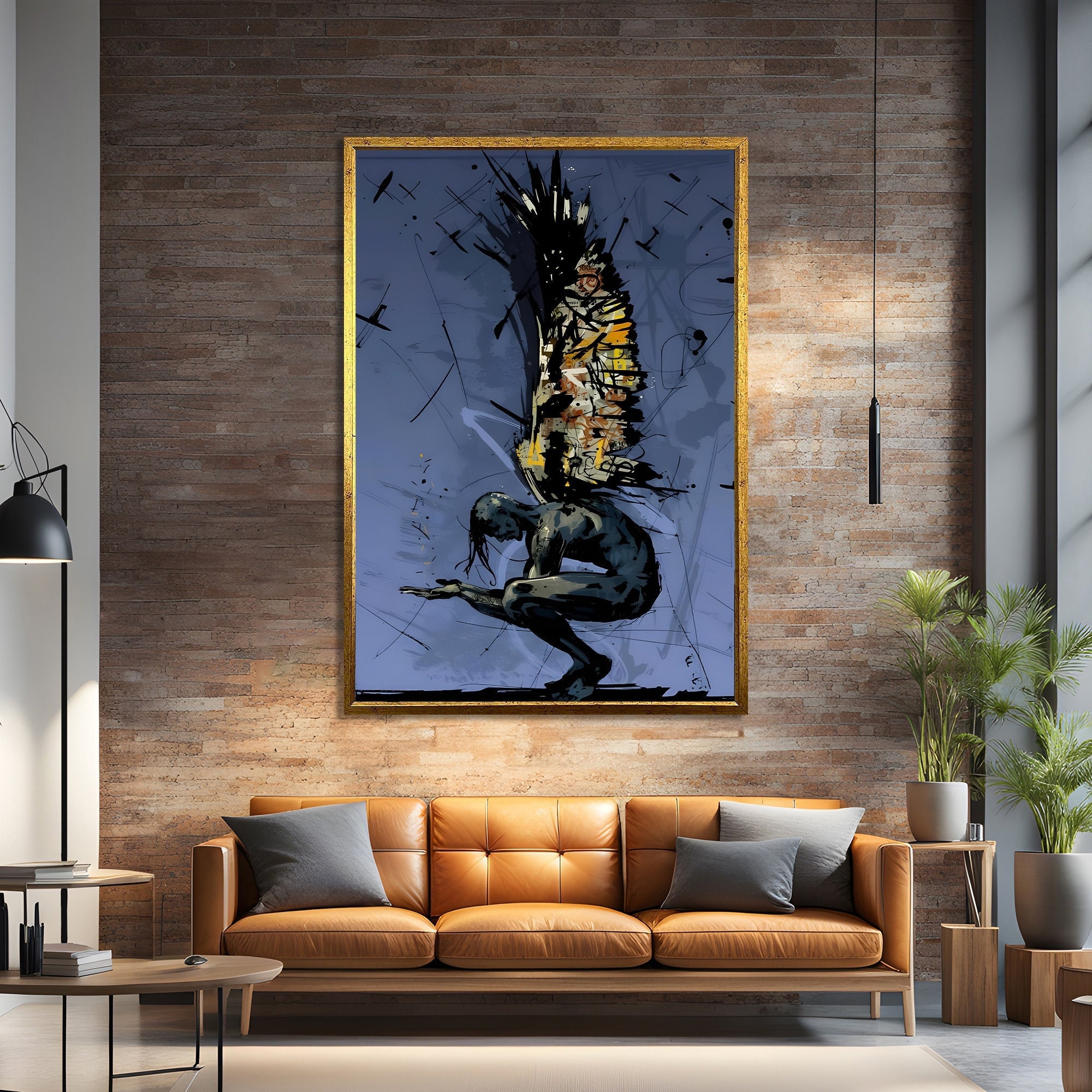 幻想的なグラフィティエンジェルキャンバス絵画アート - ダークで神秘