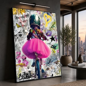 Vibrant Kids Wall Art Print, Fun Bicycle Design with Colorful Graffiti Elements, Perfect for Playroom or Nursery Decor, bicycle print