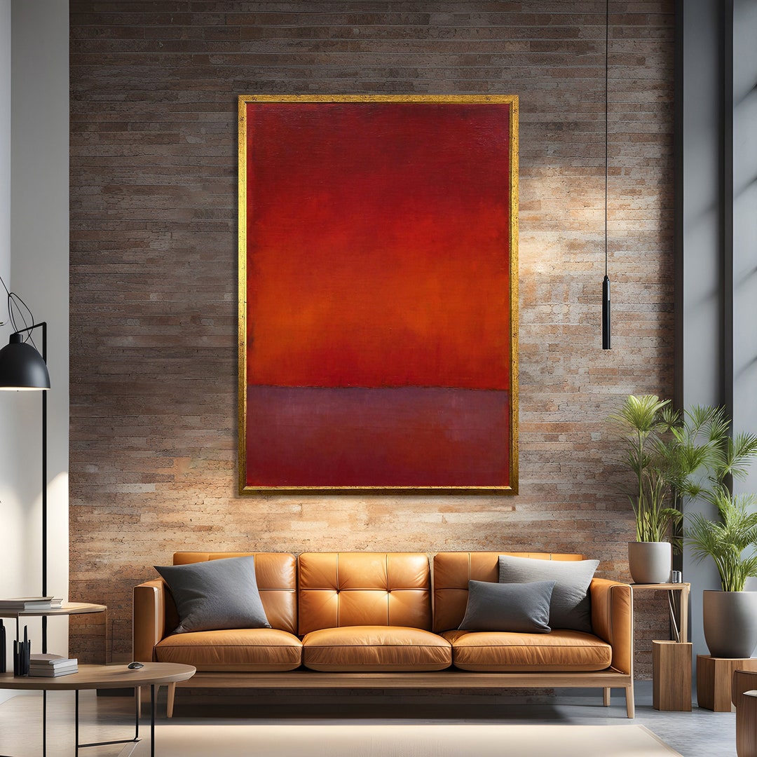 Vibrant Red and Orange Mark Rothko Style Abstract Canvas Wall Art for ...