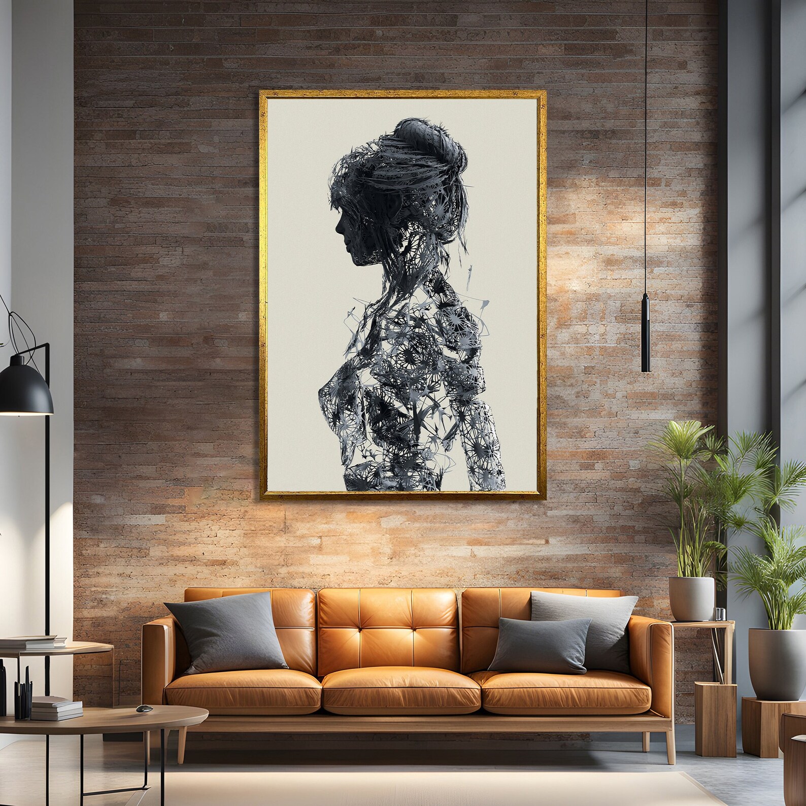 Intricate Silhouette of a Woman - Modern Abstract Canvas Wall Art ...
