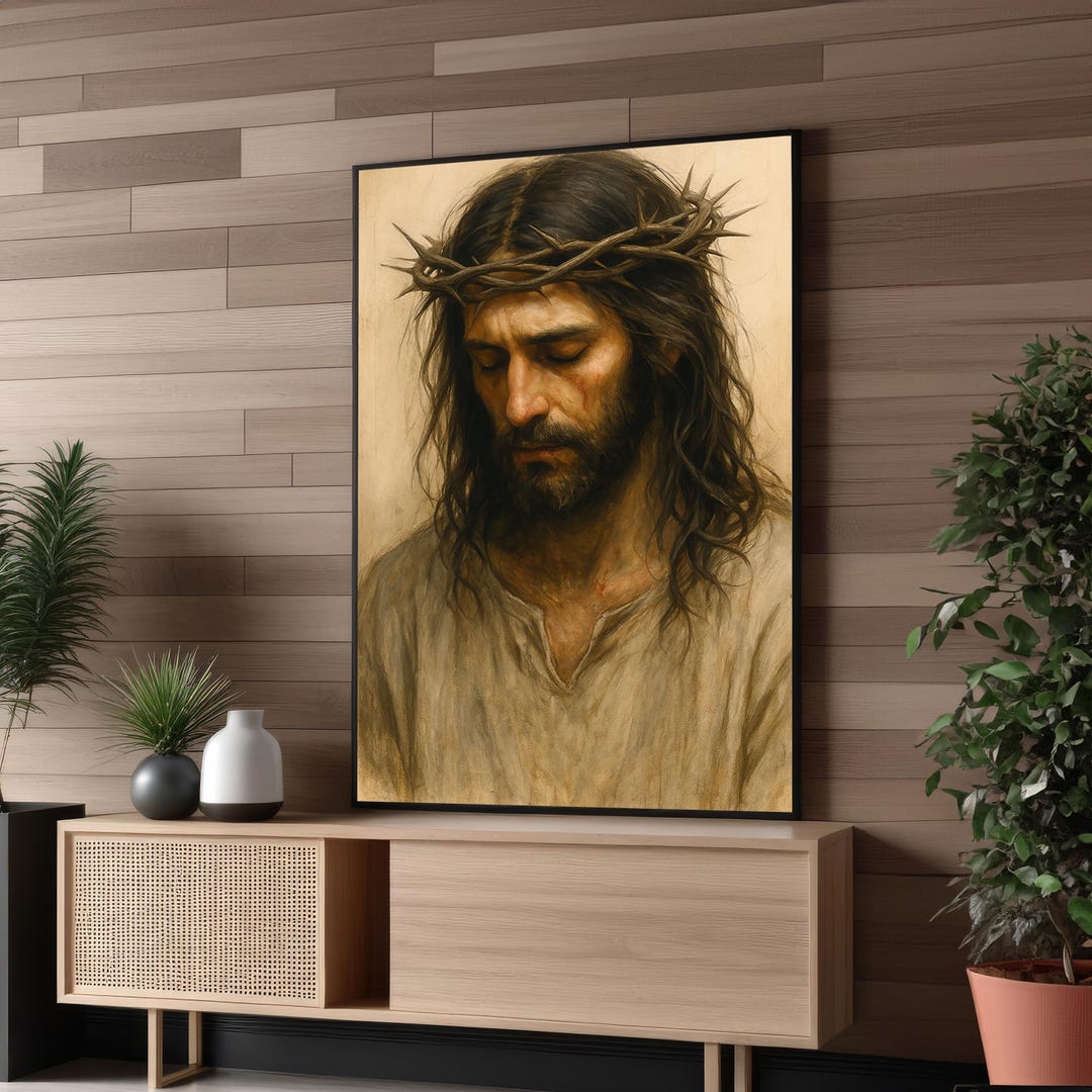 Jesus Crown of Thorns Canvas Art Print – Powerful Christian Wall Decor ...