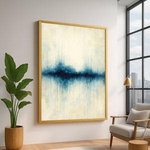Abstract Blue Drip Canvas, Rothko Wall Art, Modern Minimalist Canvas, Abstract Painting, Home Decoration Art