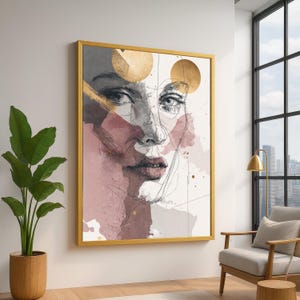 Gold Frame Line Portrait - Etsy