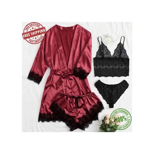 Red Sexy Pajamas Set Etsy Canada