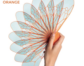 Abanico Avispa - Infinia Orange - Impreso 3d - Diseño único - Rave - Fiesta - Personalizado