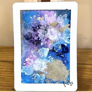 Aquarelle originale ACEO | Miniature florale | carte d'art à collectionner | Technique d'impression botanique | Rosemary Whittle peint à la main