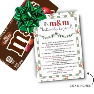 TÉLÉCHARGEMENT INSTANTANÉ M&M, Légende de la nativité à imprimer, étiquettes-cadeaux, cartes gourmandises, bonbons au chocolat MM, M et M administrant Jésus, histoire de la naissance