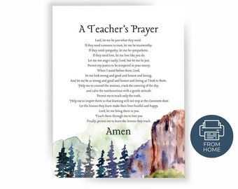 A Teacher’s Prayer Printable | Teacher Appreciation | Teacher Gift |  Wall Art Teacher Printable | Classroom Decor | Teacher Poem