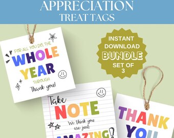 Appreciation Treat Tags Bundle | Employee, Teacher Thank You (PDF)