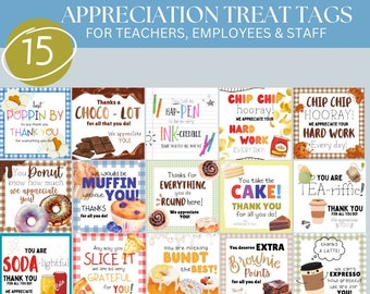 Appreciation Treat Tags Bundle: Teacher, Employee, Staff Thank You (Digital Download)