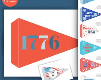 Patriotic Pennant Flags | Printable 4th of July Party Decor | Patriotic Pennant Flags