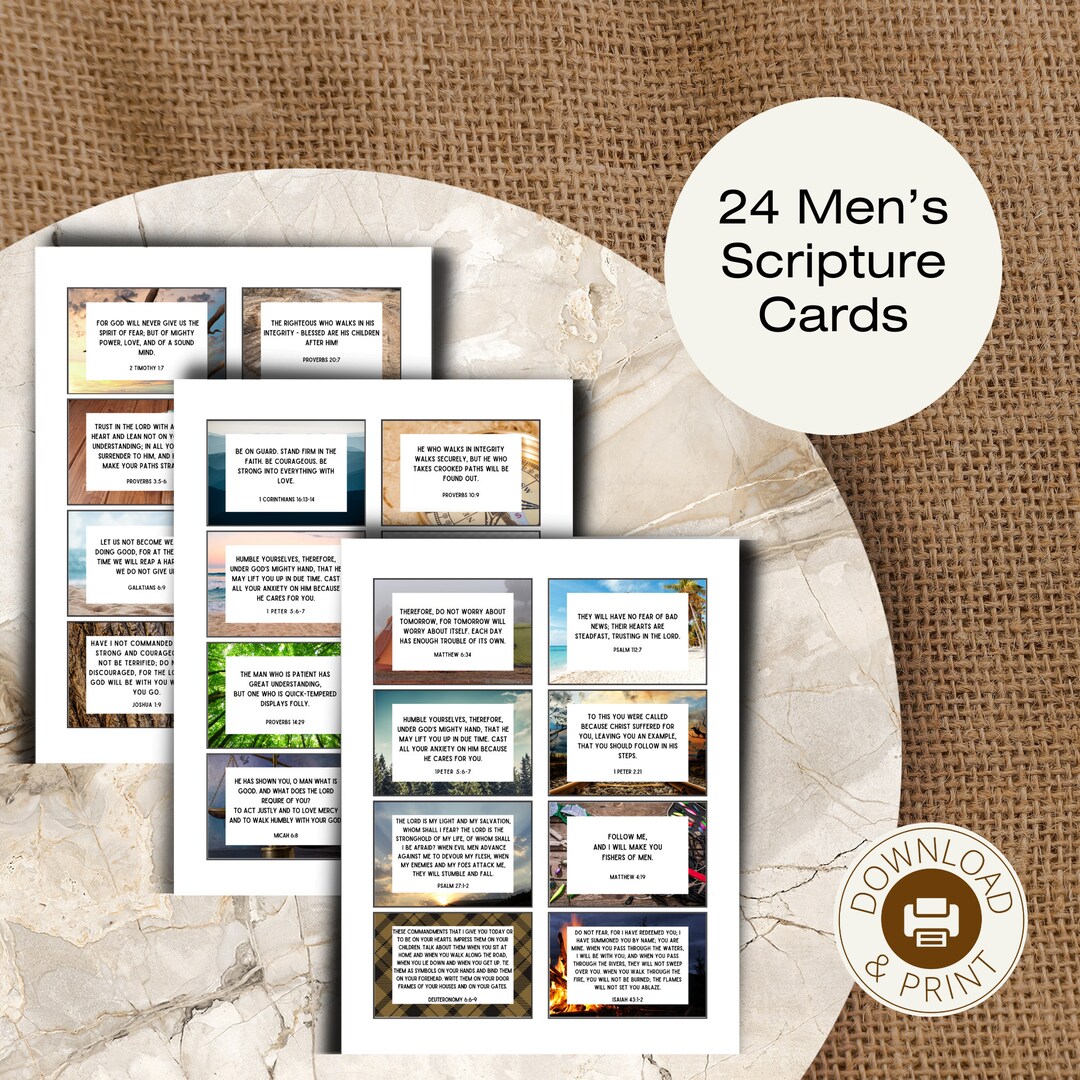 Men’s Printable Scripture Cards | Men Bible Affirmation Cards | Gifts ...
