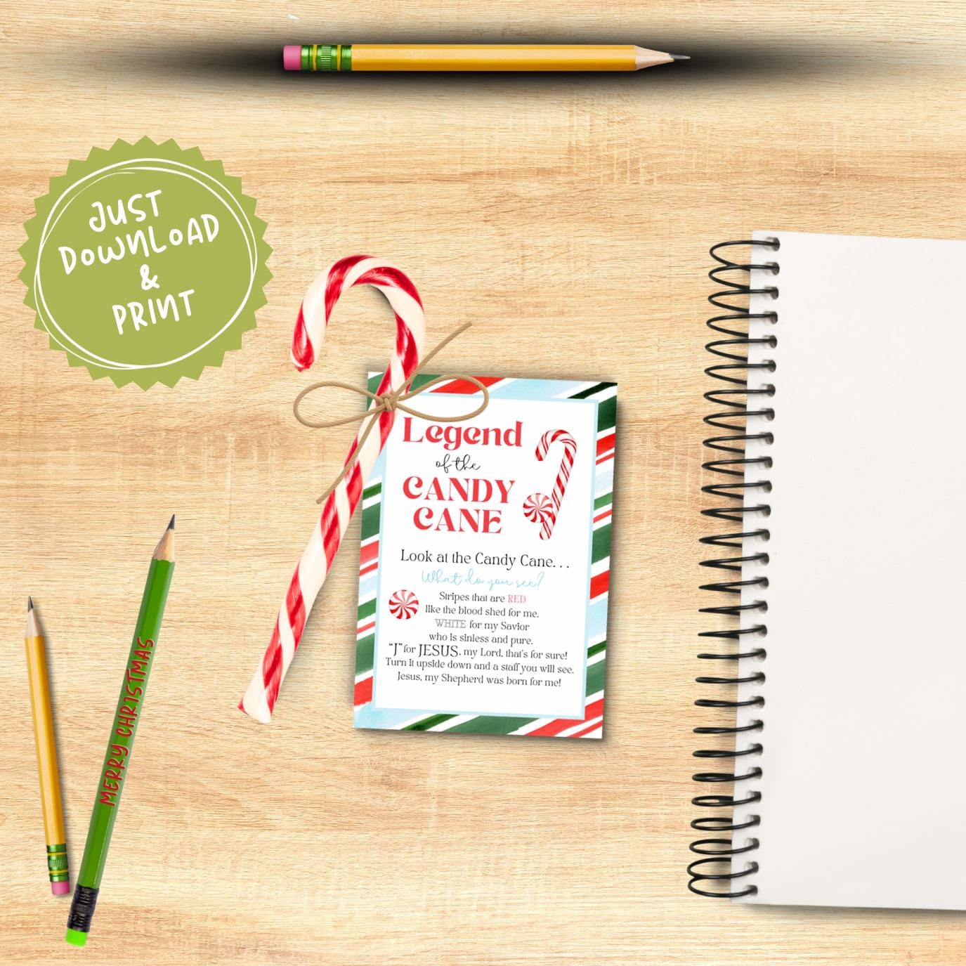 Legend of the Candy Cane Printable Tag,candy Cane Poem, Christmas Tags ...
