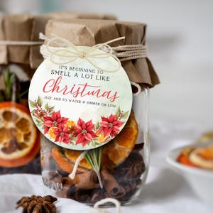 Sta iniziando a profumare molto di Natale Etichetta regalo, IDEA REGALO FACILE, Etichetta regalo di pot-pourri di Natale, Etichetta regalo di pot-pourri per stufa