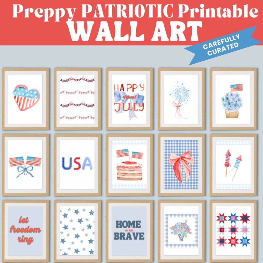 American Flag Printable Art | Memorial Day Art Prints | Fourth of July ...
