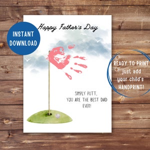Handafdruk voor Vaderdag | AFDRUKBAAR | GOLF Vaderdagknut | Cadeau voor papa van Kids| Doe-het-zelf aandenken | Voorschoolse activiteit