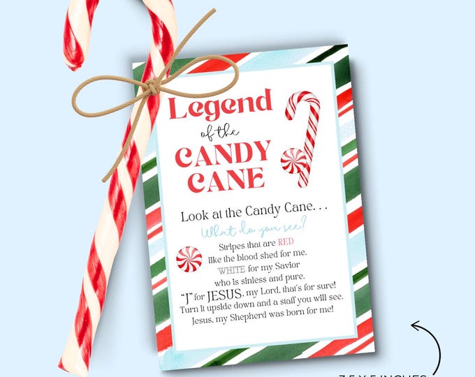 Legend of the Candy Cane Printable Tag, Candy Cane Poem, Christmas Tags ...