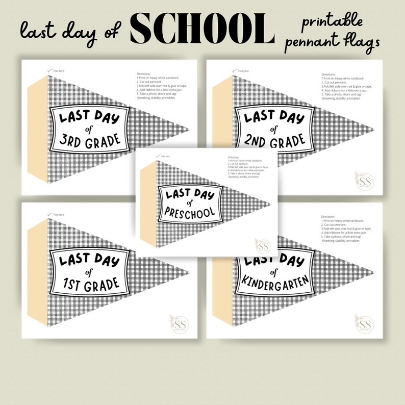 Last Day of School Pennant Flag BUNDLE for Elementary Grades | Last Day ...