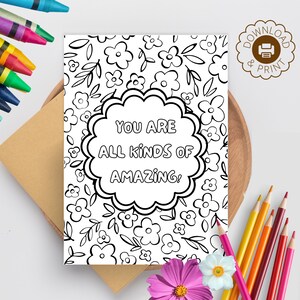 DOWNLOAD INSTANTÂNEO / Cartão de Dia das Mães para colorir / Para imprimir / Você é incrível / Cartão comemorativo