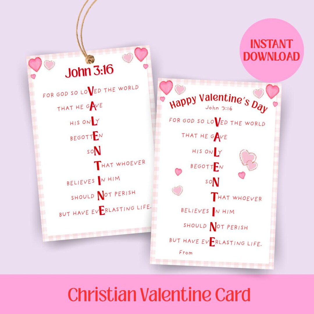 Christian Valentine Card, Printable Scripture Love Card, John 3:16 - Etsy