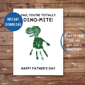 Artesanato de impressão manual para o dia dos pais | IMPRIMÍVEL | Pai, você é totalmente DINO-MITE | Presente de crianças para o pai | Artesanato de lembrança faça você mesmo | Atividade pré-escolar